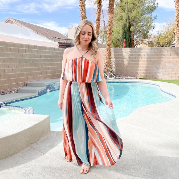 multi stripe crop top and maxi skirt set - Picture 11 of 15